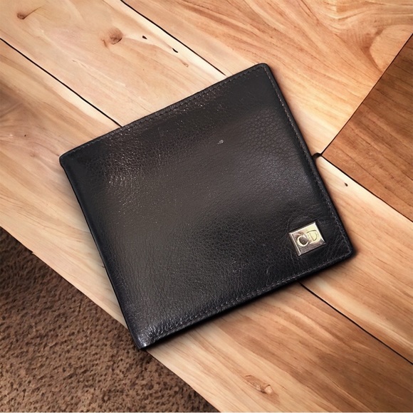 Christian Dior leather wallet men's bifold w/coin compartment clean - Picture 1 of 3